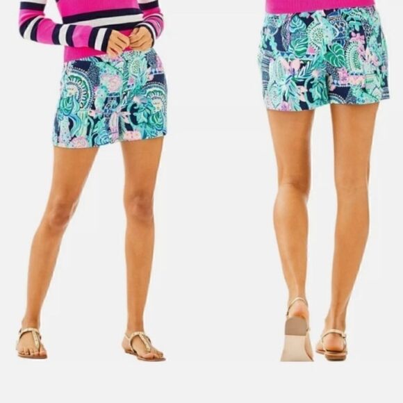 NWOT Lilly Pulitzer Shorts Malie Stretch Multi Lookin Sharp Pink Blue Green 4 - Picture 1 of 8